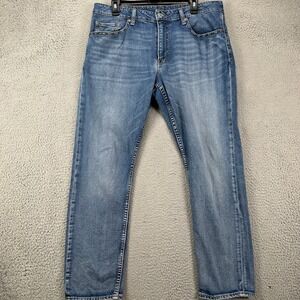 Bonobos Mens Straight Leg Jeans 36X30 Blue Distressed 5 Pockets Stretch Denim